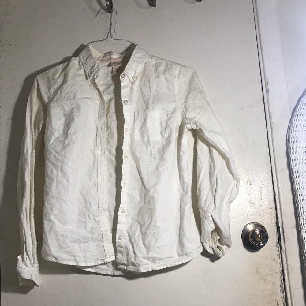 White button up tee